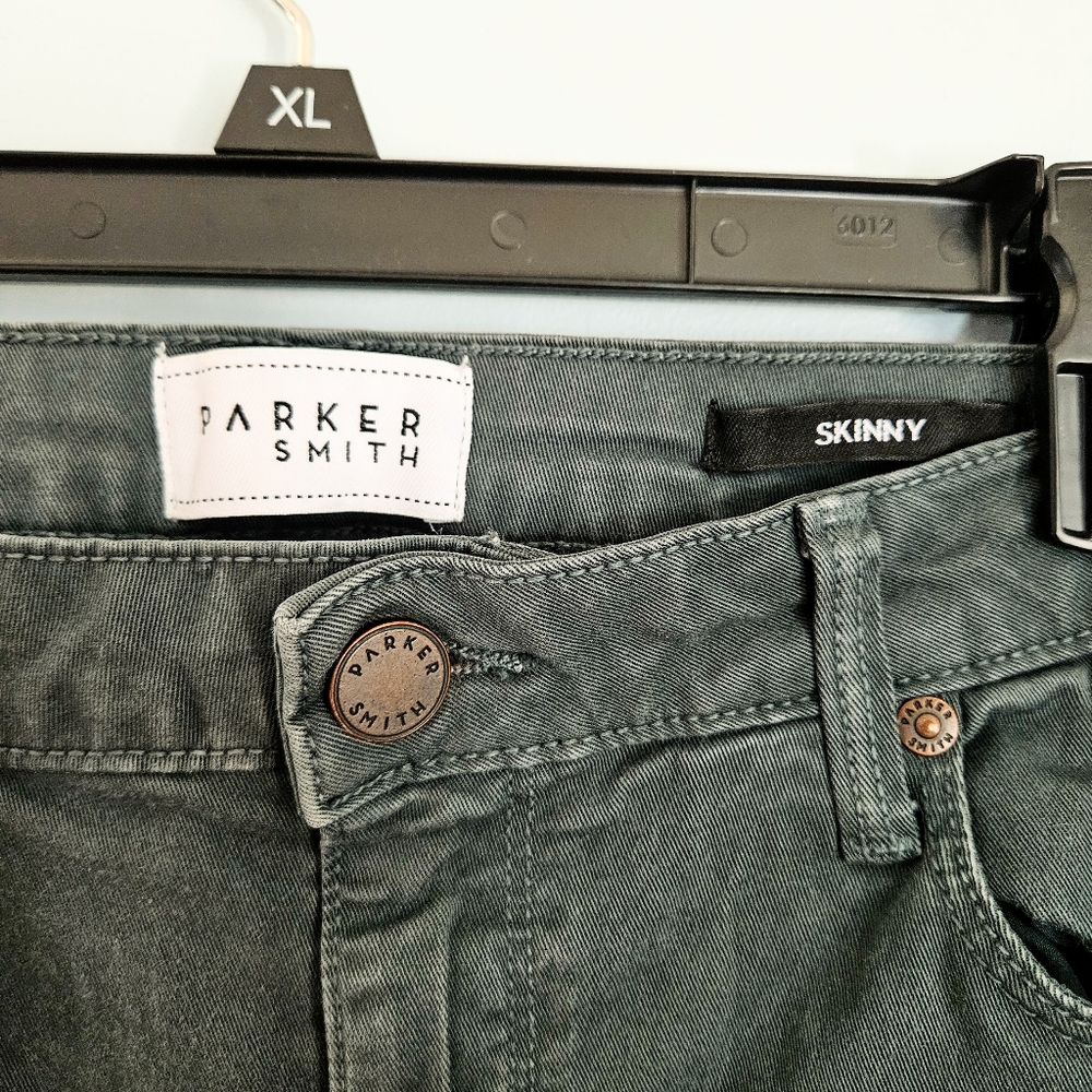 EUC Parker Smith Forest Green Denim Skinny Jeans w/ Stretchy Waist Women's Sz 31 - Picture 3 of 7
